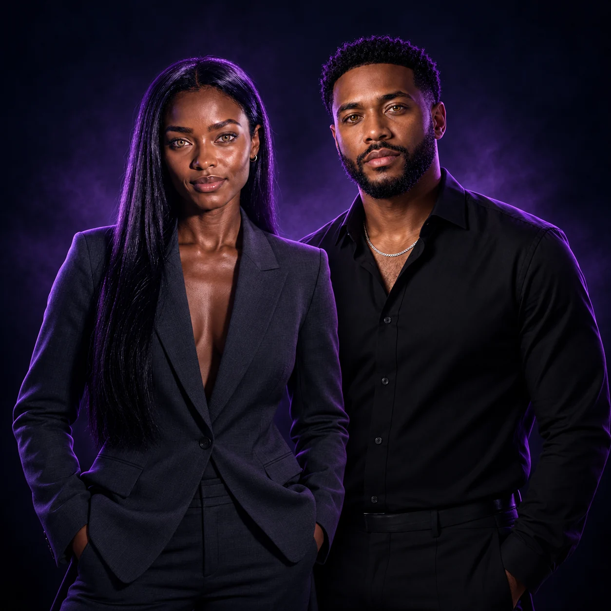 Ava and Daniel together in Gsignr’s signature purple glow